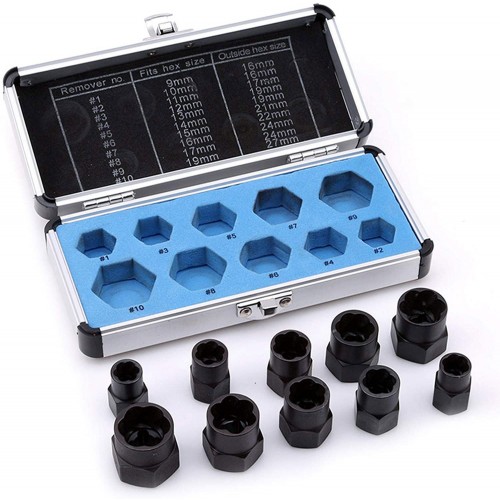 Set 10 Pz Bussole Estrattori Per Dadi E Bulloni Danneggiati O Smanciati Wf1003a